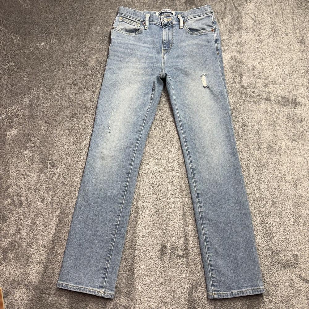 Old Navy Skinny Built-In Flex Jeans Girls Size 14 Light Wash Distressed